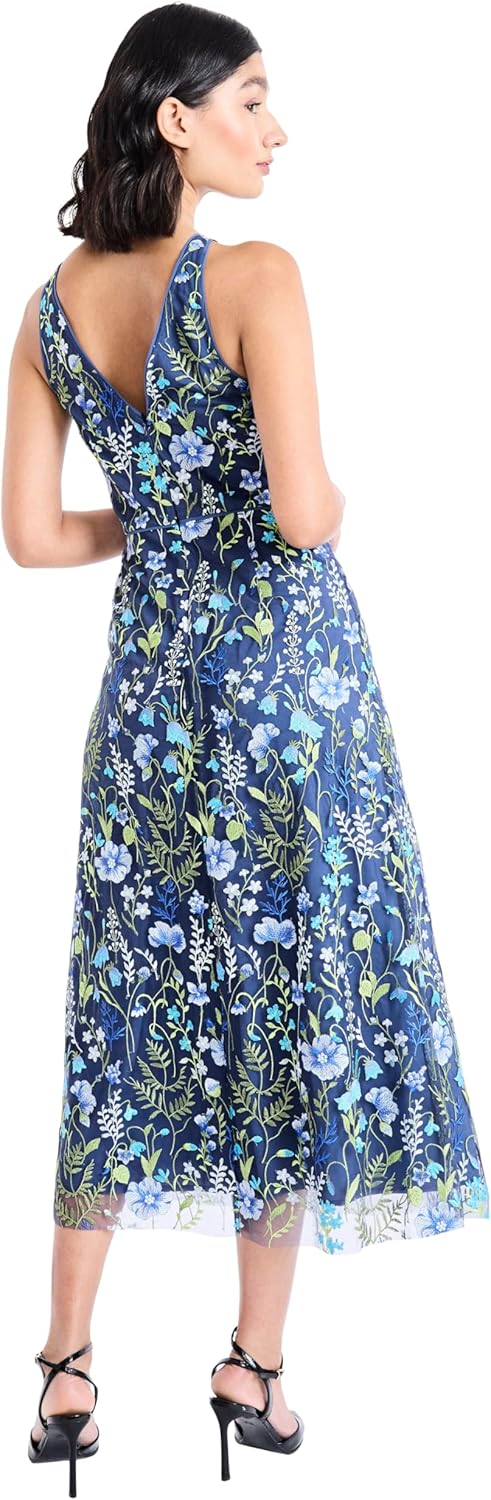 Maggy London Women's Dresses Floral Embroidered Halter Neck Midi Dress with Back V-Neck - Image 4