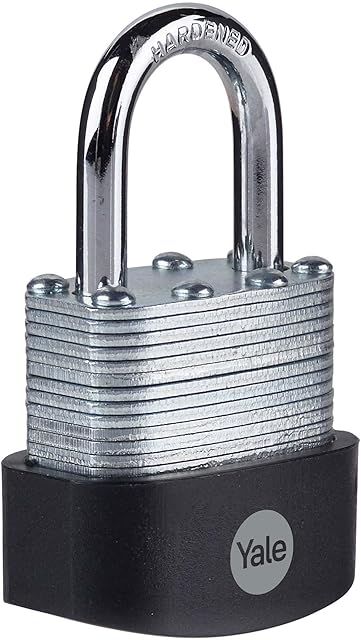Yale Y125B/40/122/1 - Laminated Steel Padlock (40 mm) - Outdoor Hardened Steel Shackle Lock for Shed, Gate, Chain - 3 Keys - High Security