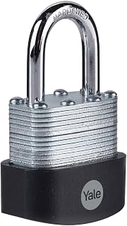 Yale Y125B/40/122/1 - Laminated Steel Padlock (40 mm) - Outdoor Hardened Steel Shackle Lock for Shed, Gate, Chain - 3 Keys - High Security, Silver
