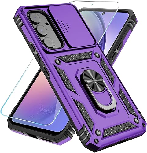 SunStory Funda para Samsung Galaxy A54 5G con protector de pantalla HD, funda para cámara deslizante y soporte, Samsung A54 5G grado militar para
