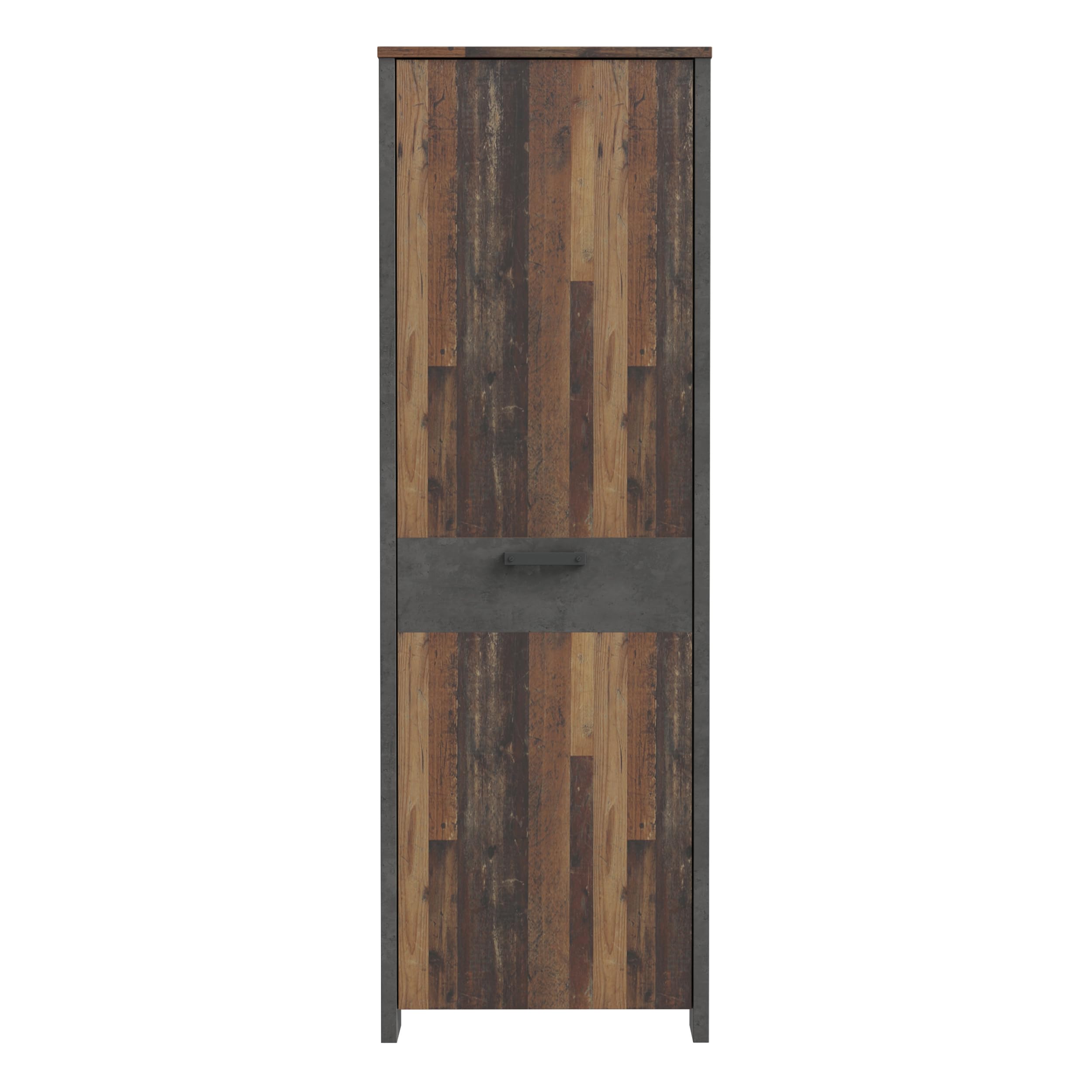 Forte Clif Kleiderschrank 67, Rustikaler Drehtürenschrank mit 1 Tür und Einlegeboden, Holzwerkstoff, Oldwood Vintage/Betonoptik, 67 cm breit, 201,5 cm hoch, 41,6 cm tief