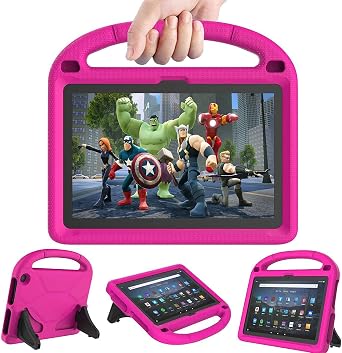 Fire HD 10 & Fire HD 10 Plus Case for Kids11th/13th Generation, 2021/2023 Release - Kricsertg Lightweight Shockproof Kid-Proof Cover with Stand for Fire HD 10 Kids Tablet & Kids Pro Tablet, Pink