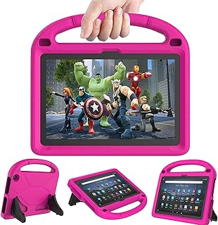 Fire HD 10 Tablet & Fire HD 10 Plus Tablet Case for Kids(11th Generation, 2021 Release) - Kricsertg Lightweight Shockproof Kid-Proof Cover with Stand for Fire HD 10 Kids Tablet & Kids Pro Tablet, Pink