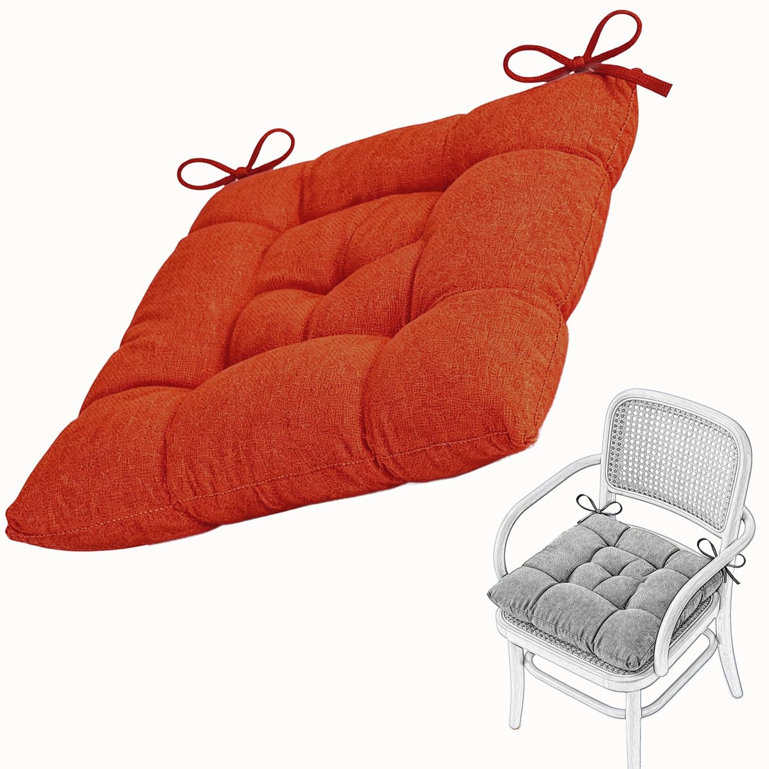 Seat Cushion for Dining Chair Soft Comfort Washable Chair Pads with Ties