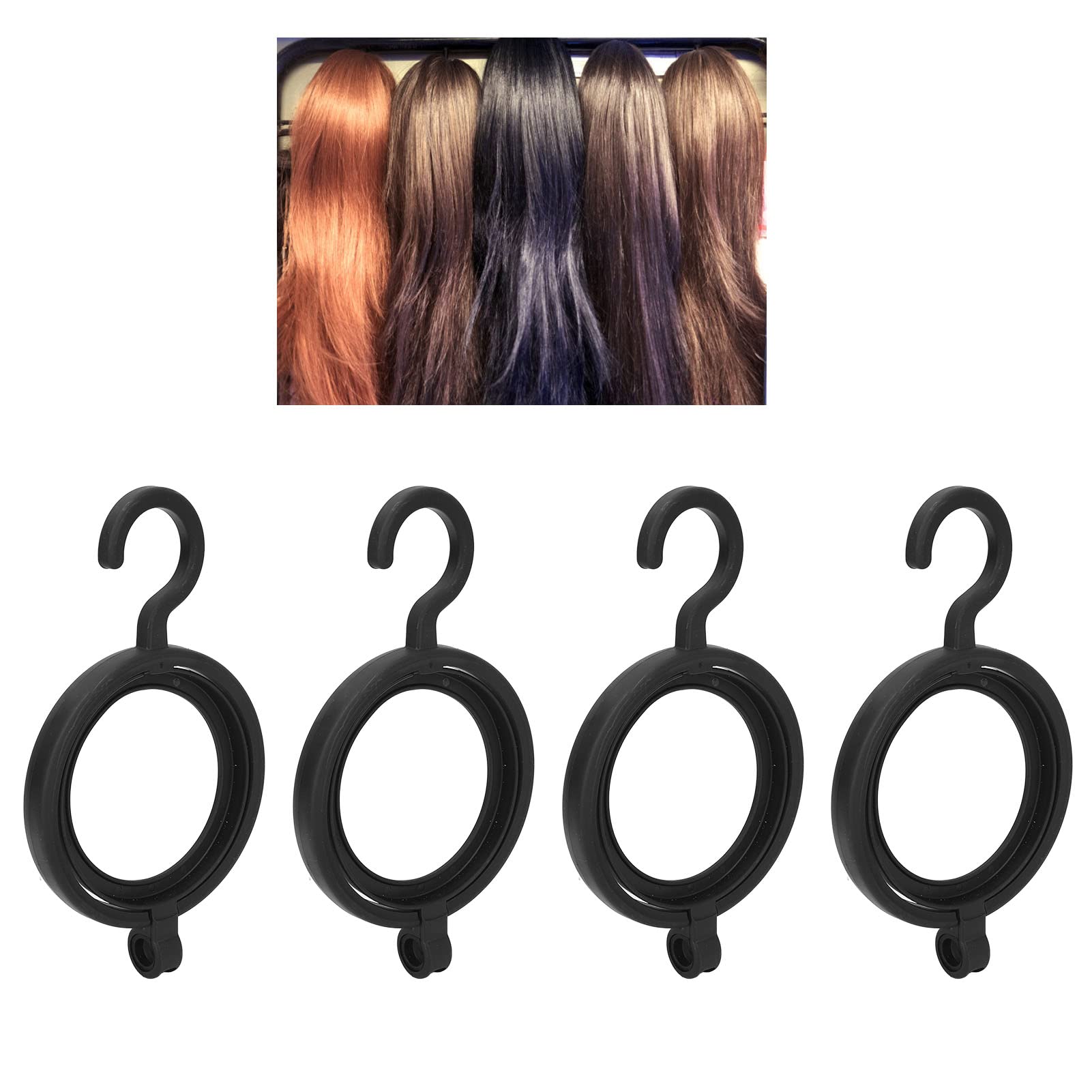 4pcs Portable Black Wig Storage Racks for Wigs Wig Hangers, Durable Collapsible Wigs Hanging Display Stands - Image 3