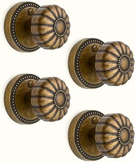 Asidrama 4 Pack Antique Brass Privacy Door Knobs with Lock, Vintage Door...