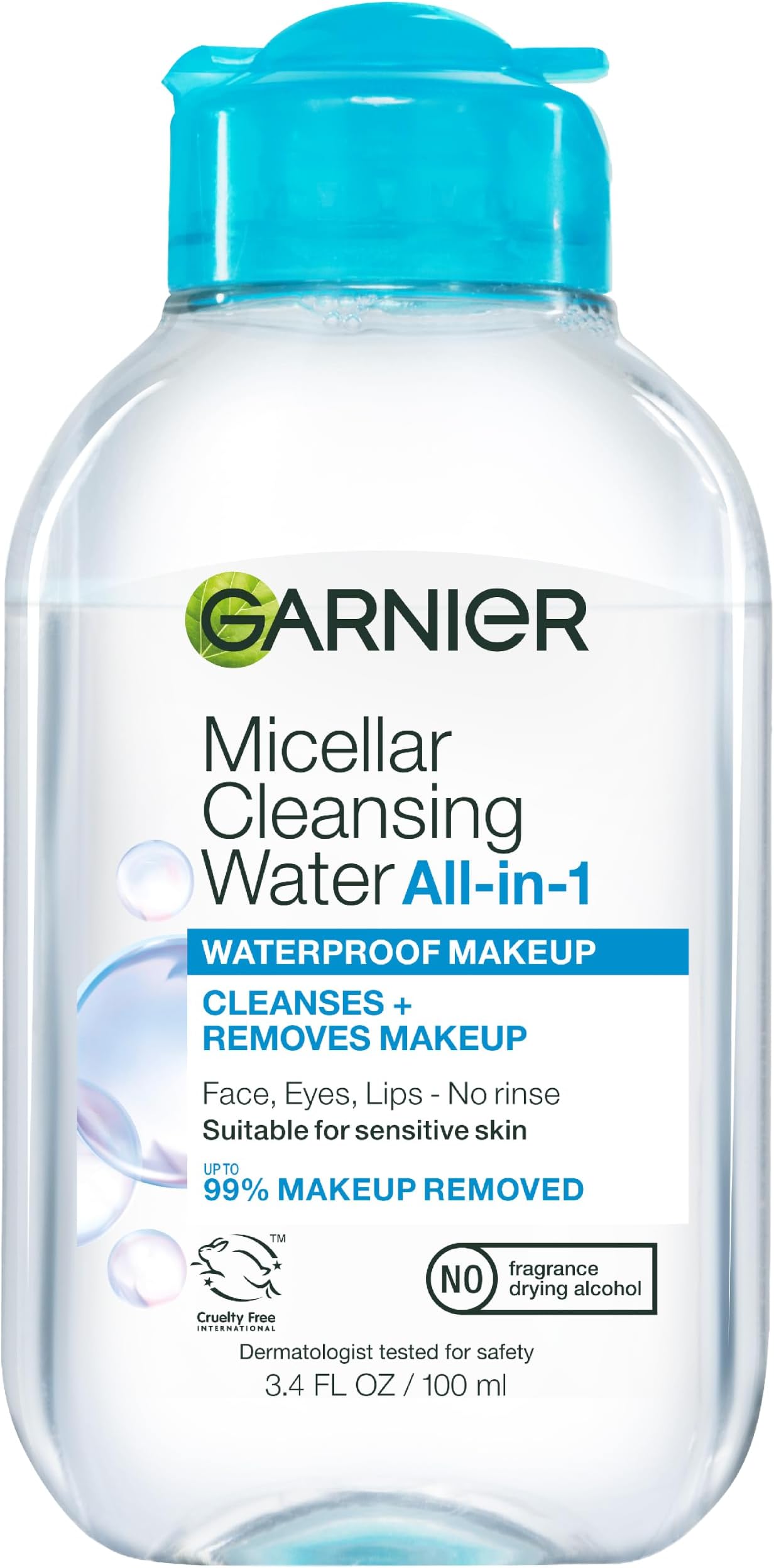 SkinActive Micellar Cleansing Water, For Waterproof Makeup, 3.4 Fl Oz