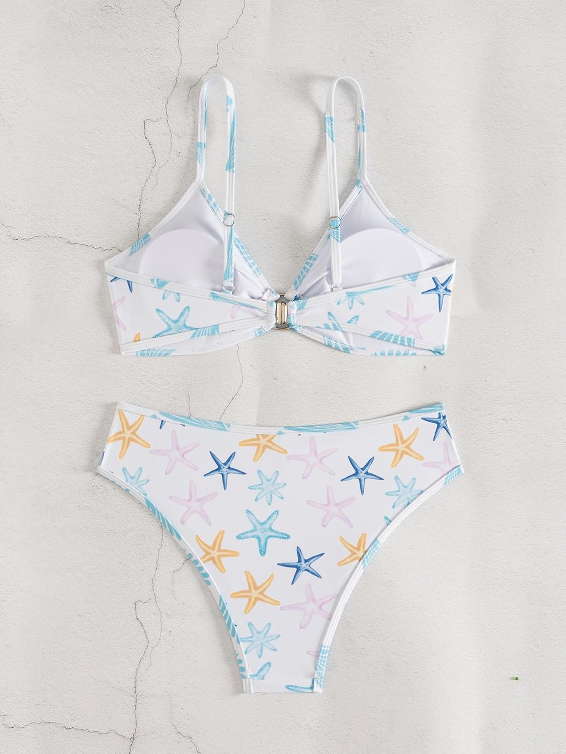 Fanuerg Women's Triangle Bikini Sets O Ring Linked Two Piece Swimsuits Floral Printed Cheeky Bathing Suit - Image 5