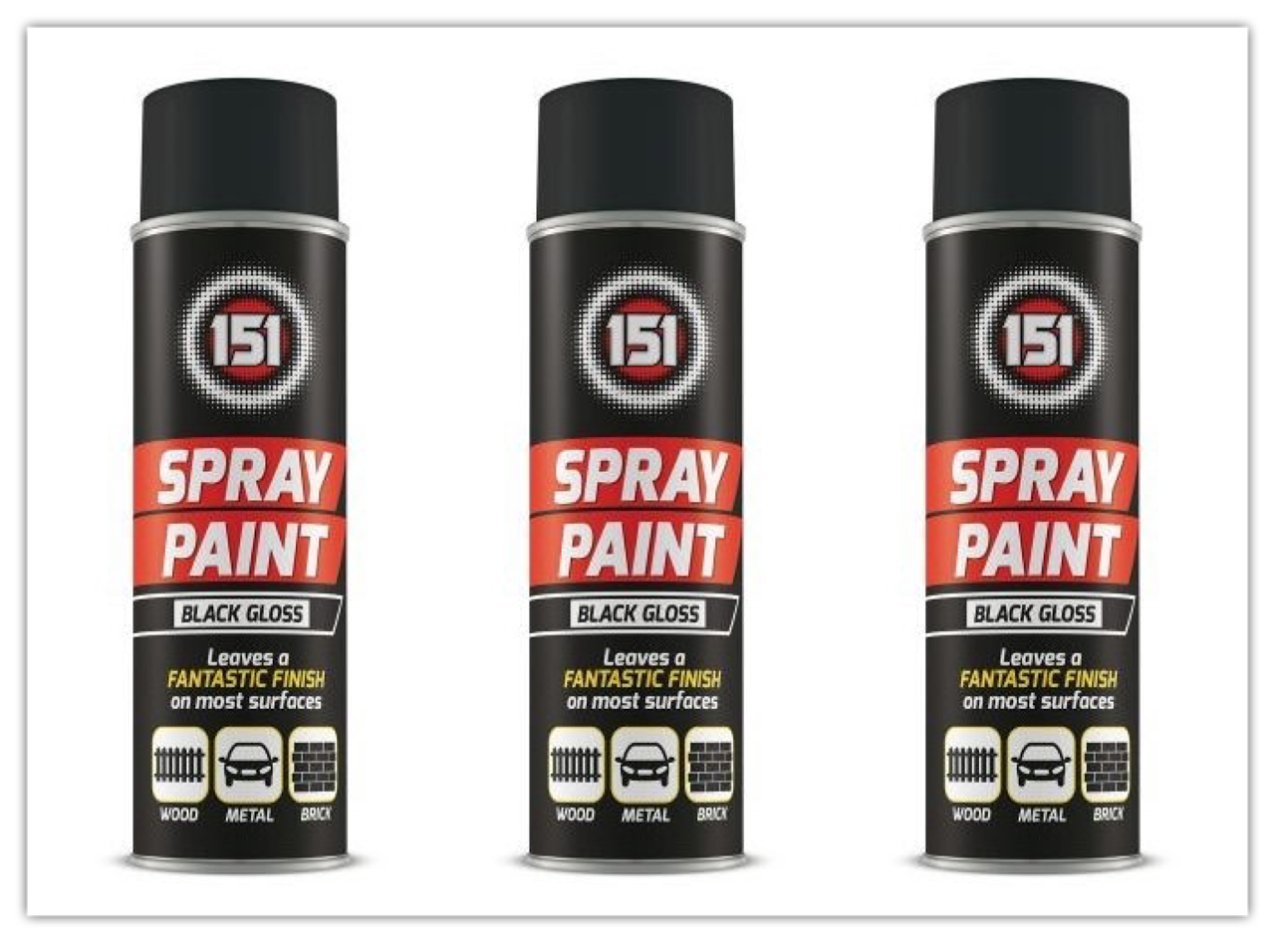 (Pack of 3) - BLACK GLOSS Spray Paint 250ml - By PAJEE ™