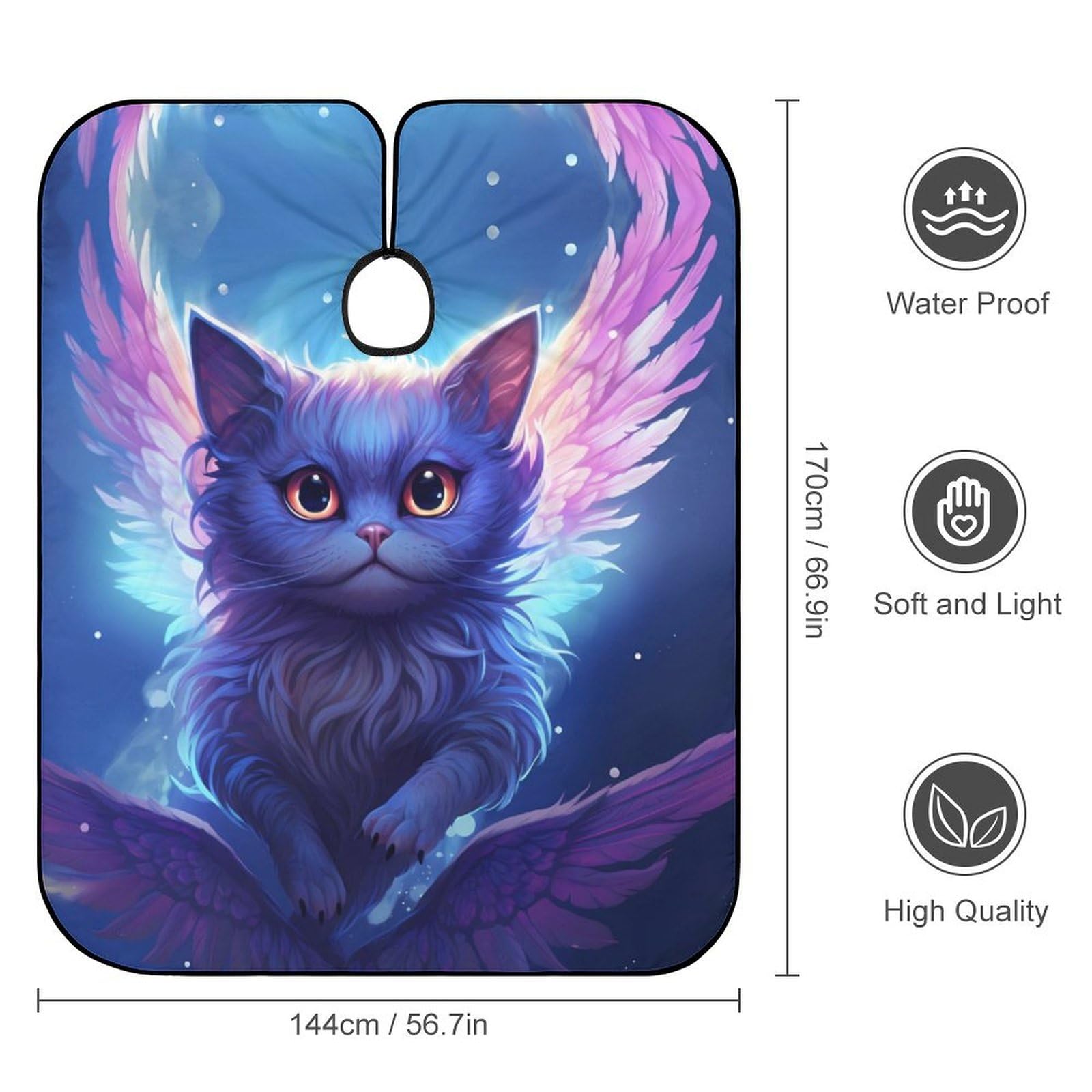 Cute Cat with Wings Hair Cutting Cape for Men Women Waterproof Barber Cape Adjustable Salon Haircut Capes