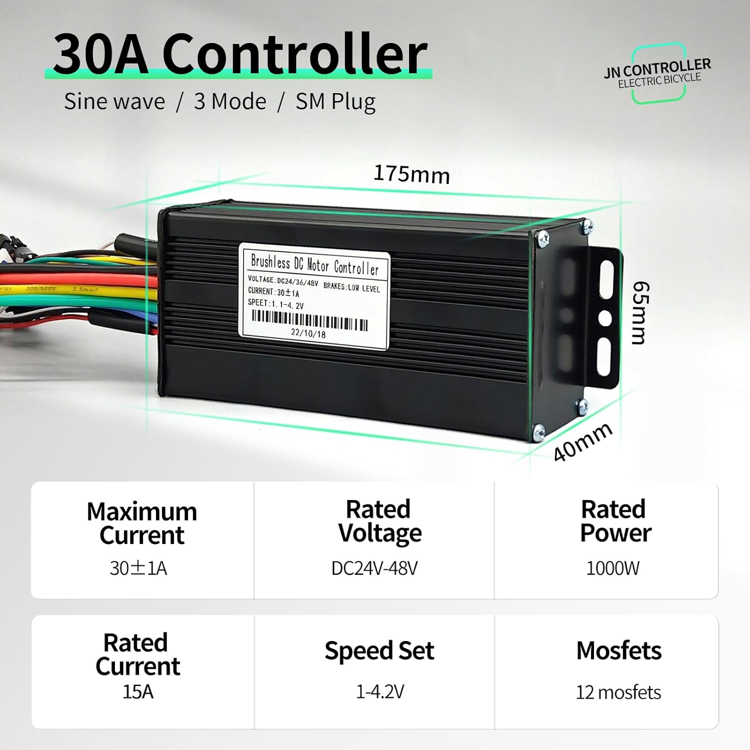 JOCHEN Ebike 36V/48V/52V 30A/40A/45A Brushless Controller Mini Color LCD S866 Display for Electric Bicycle Scooter Mountain Bike Parts