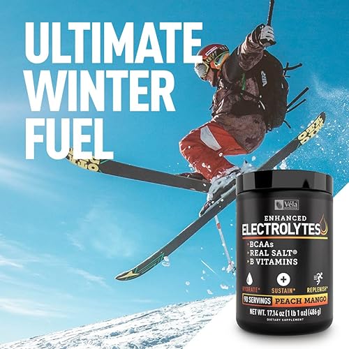 Miniatura 6 de Polvo de electrolitos mejorado mango de durazno  90 unidades  BCAA vitaminas B y sal real - Polvo de hidratación con potasio sodio zinc magnesio