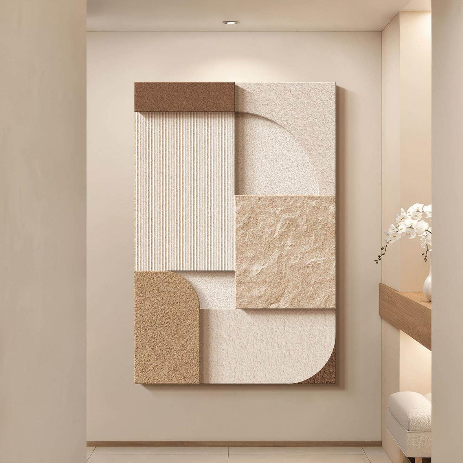 RASJCGRCOA 3d large-scale wall art decor modern home gifts ledlighting plug-in power supply sandstone living room foyer decoration(A,27.6 * 39.4in/70 * 100cm)