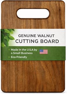 Handcrafted Walnut Wood Cutting Board with Built-In Handle – Premium U.S.A. Made Hardwood, Multiple Sizes – Thick Dark Walnut Chopping Block for Kitchen Prep & Serving (Large)