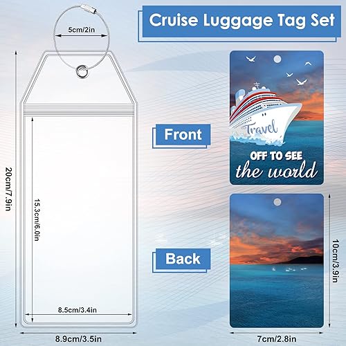 Vista 4 de Spiareal Juego de 12 etiquetas de equipaje de crucero con ancla náutica para colgar, etiquetas de crucero transparentes de PVC, etiquetas