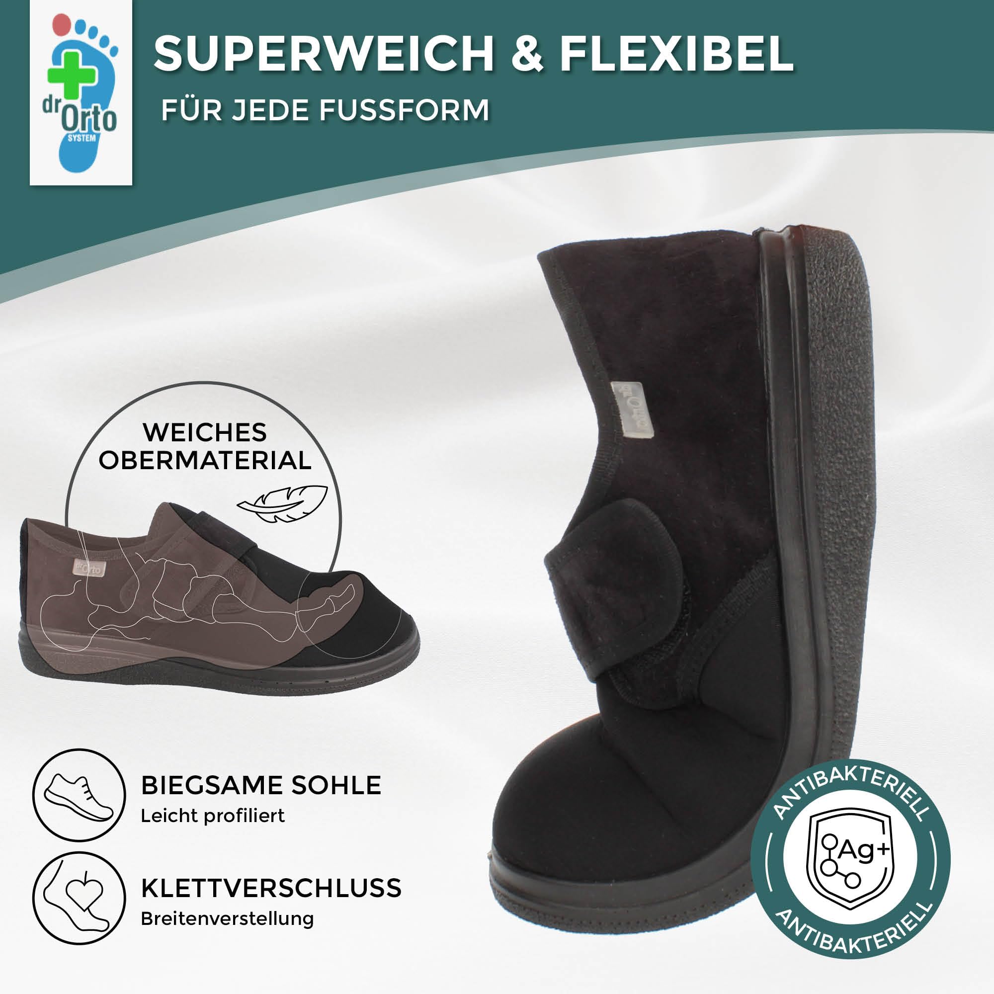 Dr Orto® Orthopädische Schuhe Damen und Herren | geeignet für Hallux Valgus - Einlagen - Breite Füße - Diabetiker Schuhe - Gesundheitsschuhe | Klettverschluss verstellbar | sehr flexibles Obermaterial