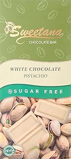 لوح شوكولاتة بيضاء خالي من السكر بنكهة الفستق من سويتانا، 90 جم