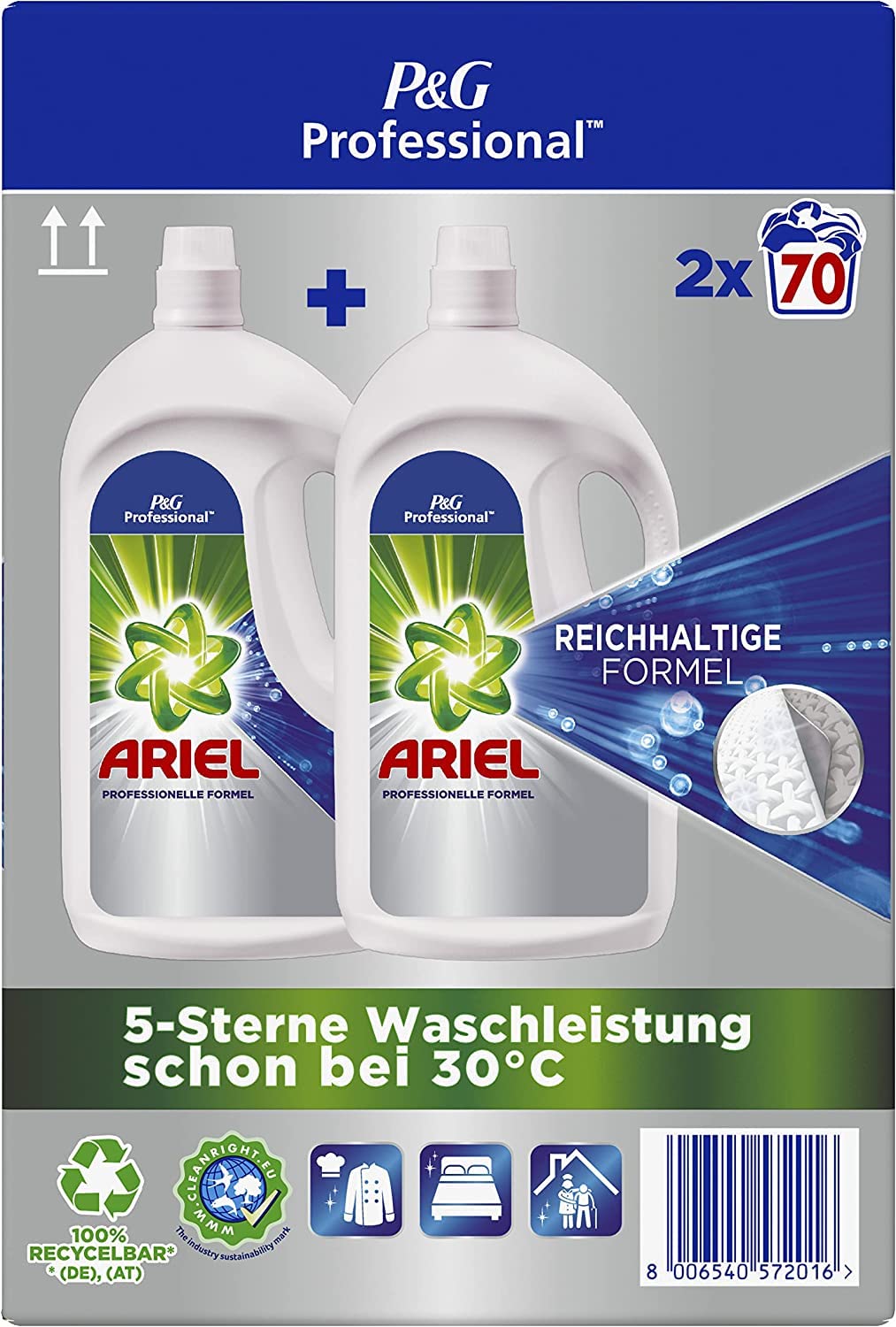 Ariel Detersivo liquido professionale, universale, 3,85 l, 2 x 70 lavaggi