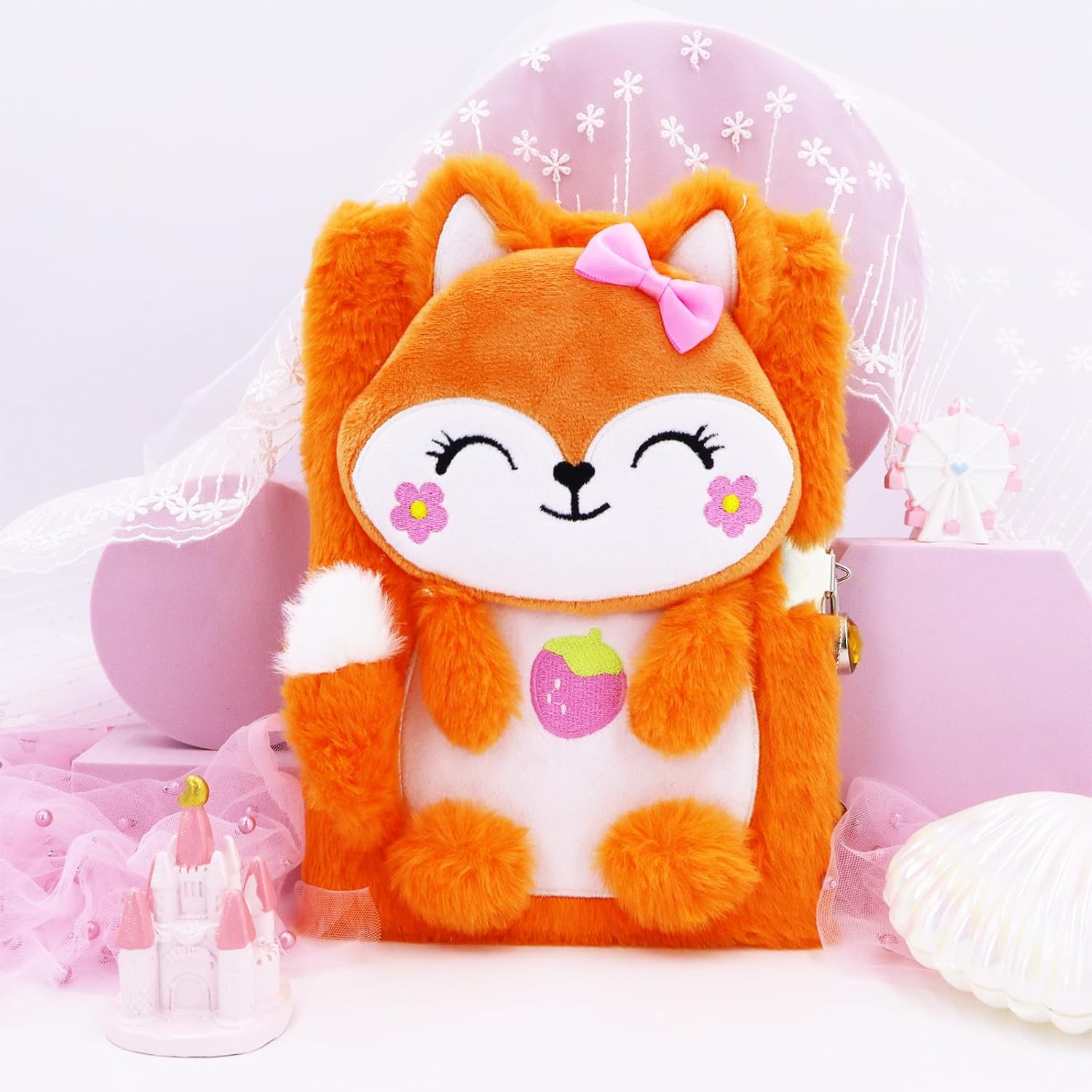Fox Diary for Girls with Lock, Plush Fox Toys Gift for Teen Girls, Kids Fox Writing Journal Notebook, Birthday Gifts for Little Girls Ages 5 6 7 8 9 10-12 Year Old - Image 2