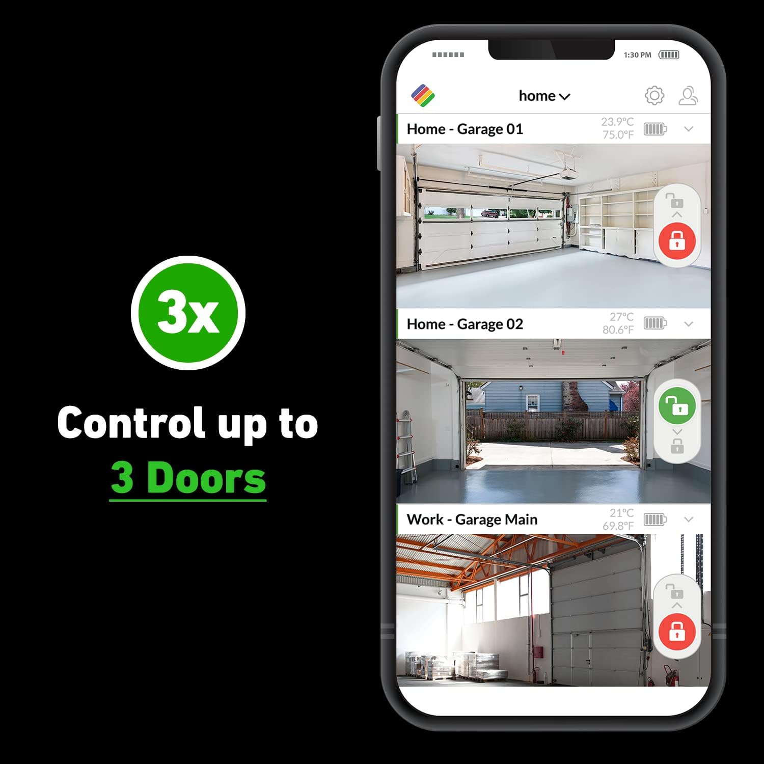 ismartgate PRO Garage Abridor de Puertas de Garaje Compatible con Apple Homekit, Amazon Alexa, Google Home, Samsung SmartThings. Incluido sensor de inclinación inalámbrico.