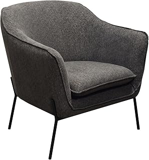 Benjara Benzara Polyester Accent Chair with Splayed Metal Legs, Gray and Black