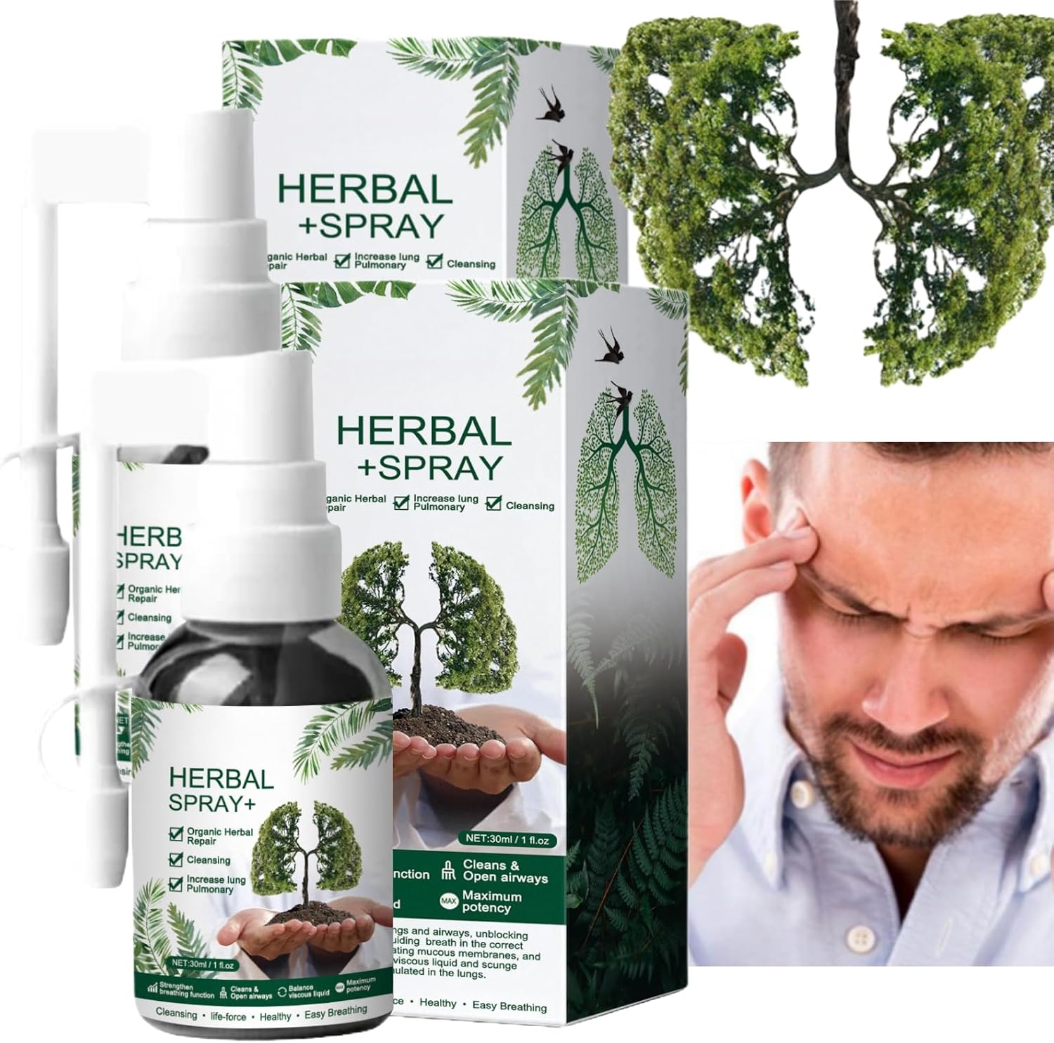 2pcs Respinature Herbal Lung Cleanse Mist,Powerful Lung Support