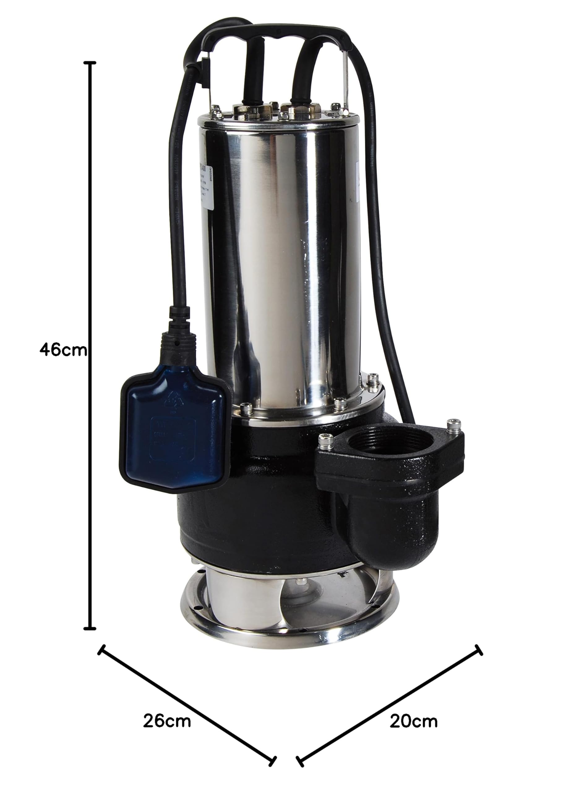 SPIDO PRO - Bomba de Achique para Aguas Cargadas 1500W - 24 m3/h - Impulsor Vortex - Altura Máx 11 m - Uso Intensivo