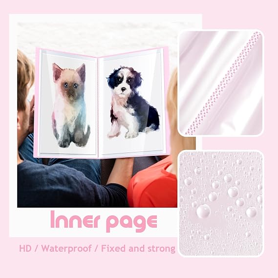 60 Pages A2 and A3 Diamond Painting Storage Book Diamond Art Portfolio Folder Artwork Art Binder Storage Presentation Book with Sleeves Protector, 22 x 16.4 Inch, 16.5 x 12.1 Inch(Pink)