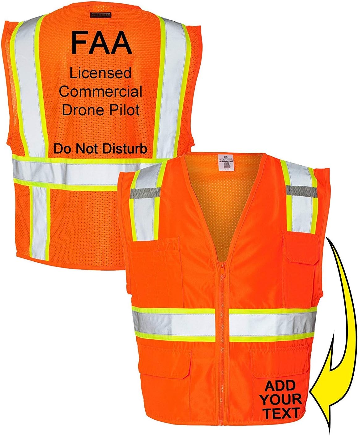 Custom Safety Reflective Mesh Vest with Zipper - Personalized Drone Pilot Vest
