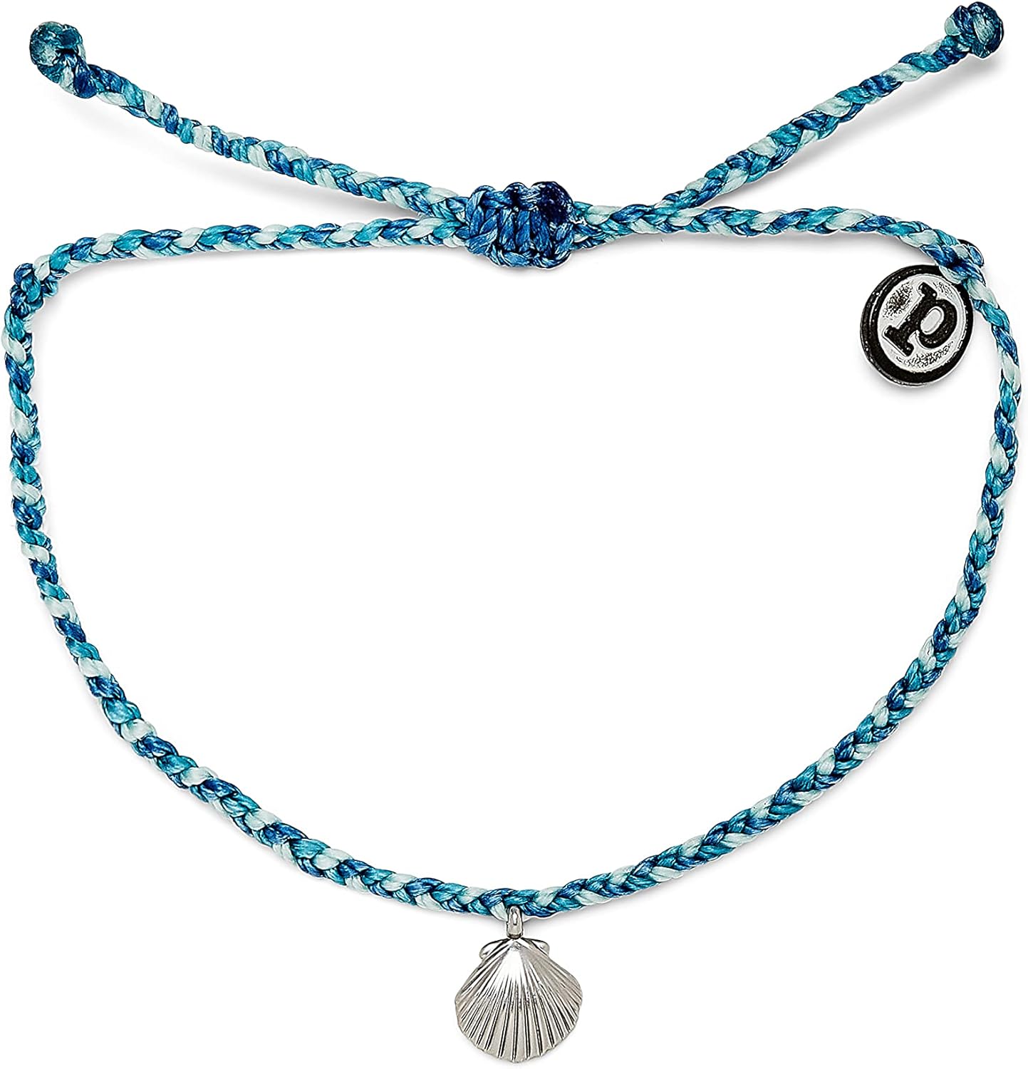 Pura Vida Silver or Rose Gold-Plated La Concha Bracelet - Adjustable Band, Coated Brand Charm