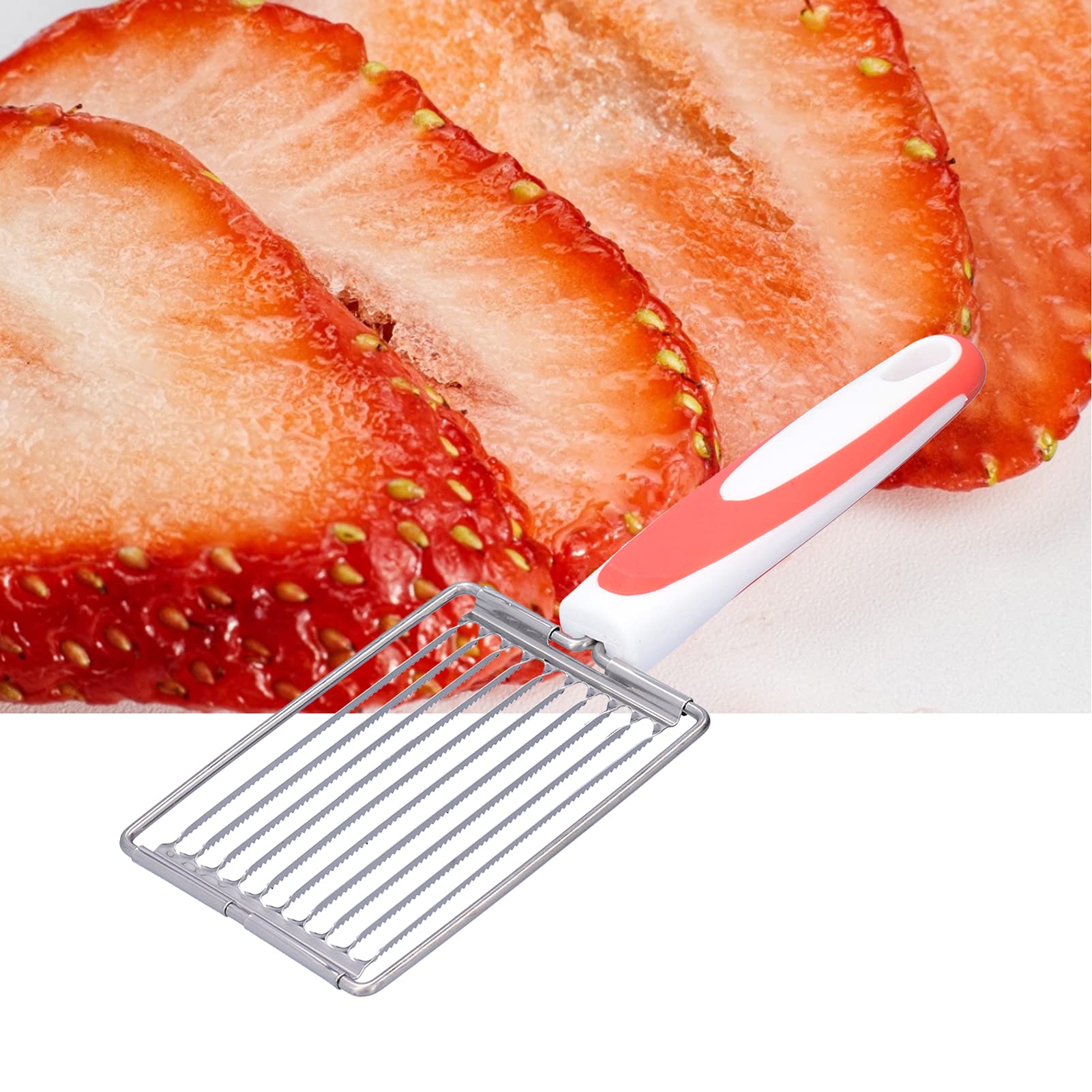 BORDSTRACT Stainless Tomato Slicers, 24.5 * 8cm Fruits Cutter with Non-Slip Handle, Luncheon Meat Cutter for Canned Meat Cheese Sushi Cherry(Orange)