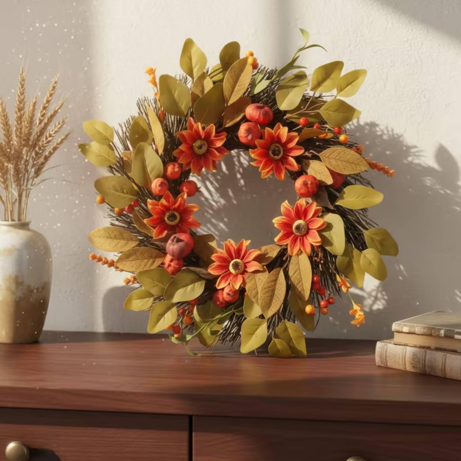 Hbstkranz realistisch Sonnenblumenkranz rustikal Türkranz für Hbst