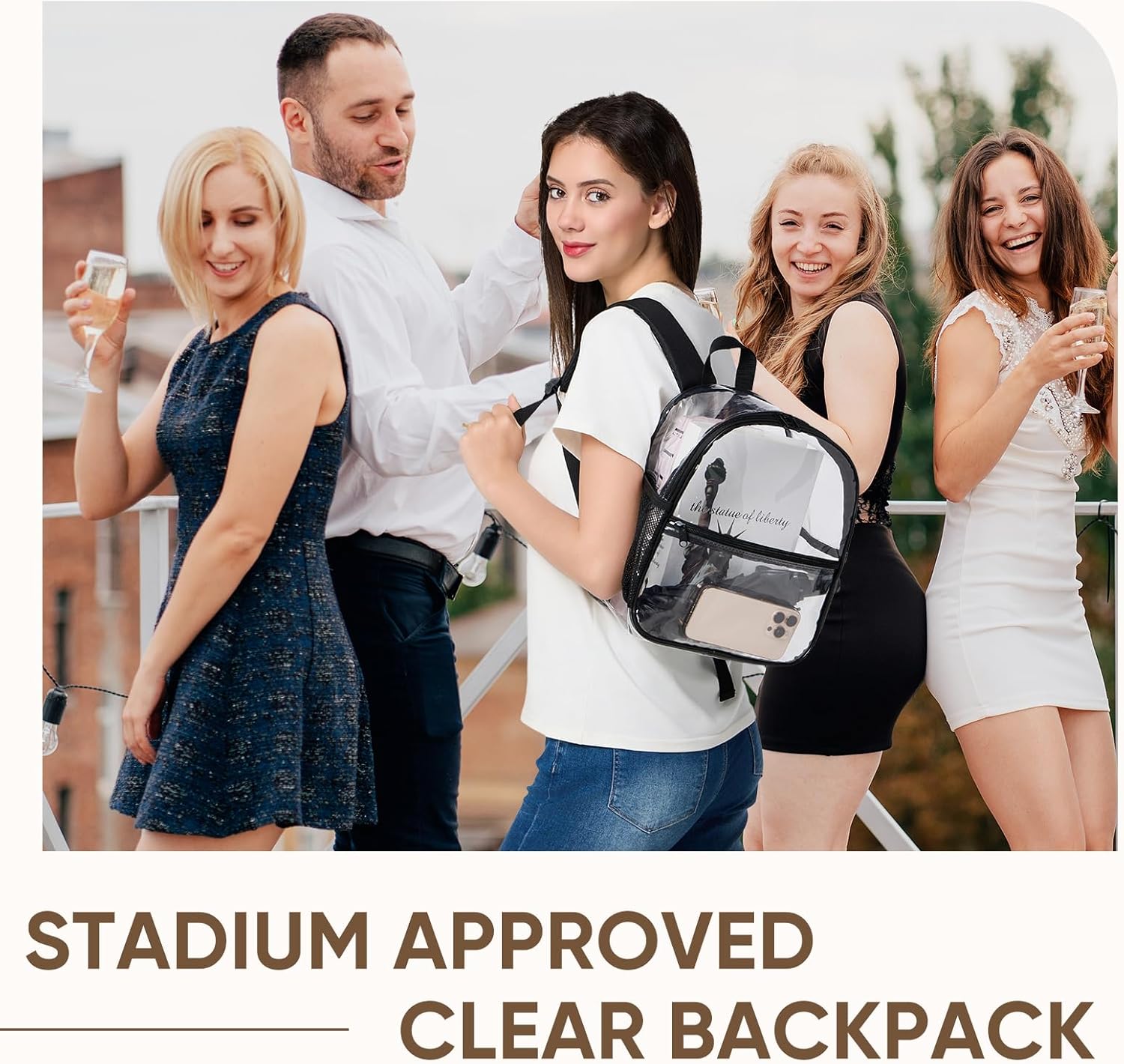 Clear Backpack Stadium Approved 12x6x12,Clear Bag for Stadium events Made of Waterproof PVC Plastic and Reinforced Shoulder Straps, it is Suitable for Sporting events, Schools, Concerts - Image 5