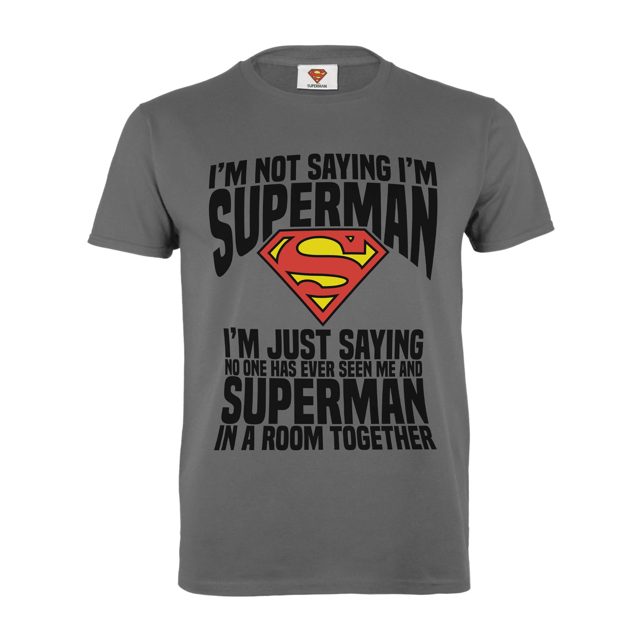 DC Comics Superman I'm Just Saying Men's T-Shirt | Official Merchandise | S-XXL, Justice League Superhero Crew Neck Graphic Tee, Birthday Gift Idea For Guys, For Home or Gym