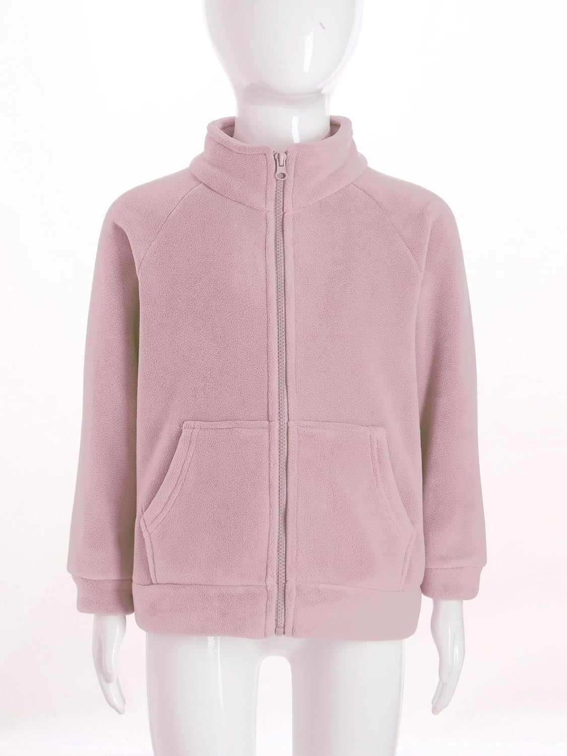 Linjinx Kids Girls Fleece Jacket Long Sleeve Zip Up Pullover Sweatshirt Coat Fall Winter Clothes Outwear with Pockets