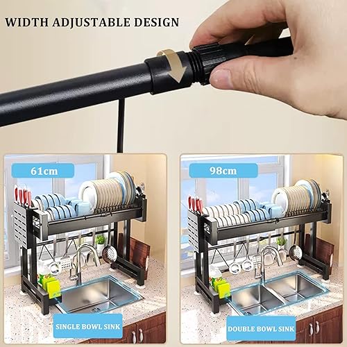 Miniatura 4 de Dish Drainers Dish Drying Rack Over The Sink 304 Stainless Steel Large Dish Drainer Adjustable Dish Rack Drainer for Kitchen Organization Storage