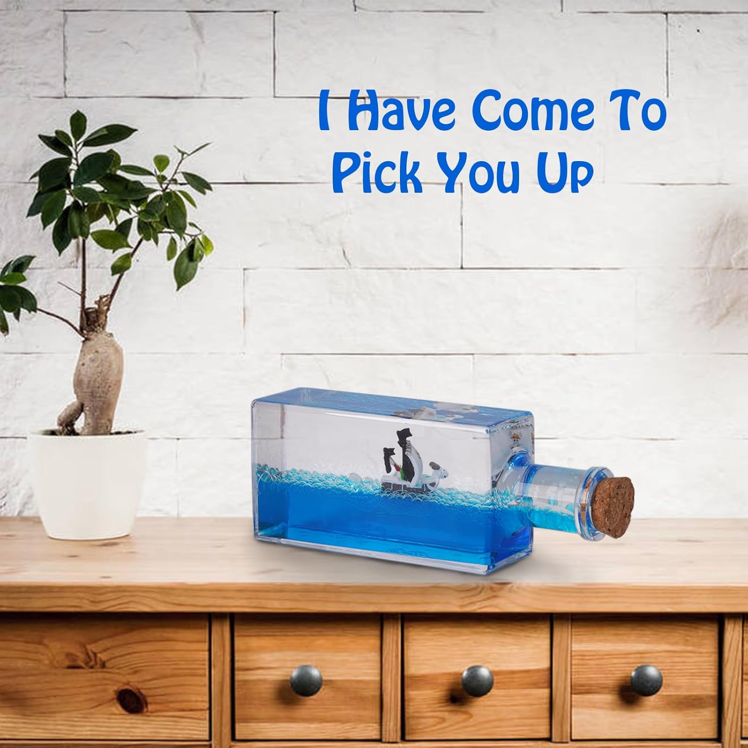 Honsheng Unsinkable Boat One Going Pirate Ship Piece Model Merry Toys in a Bottle Box Acrylic Fluid Drift Bottle Cruise Ship Paperweight Desk for Car Decoration Boys Girls Gifts (Large)