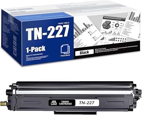 TN227BK TN-227 Cartucho de tóner de alto rendimiento de repuesto para Brother TN227BK TN-227BK TN-223BK TN223BK Tóner negro funciona para impresora