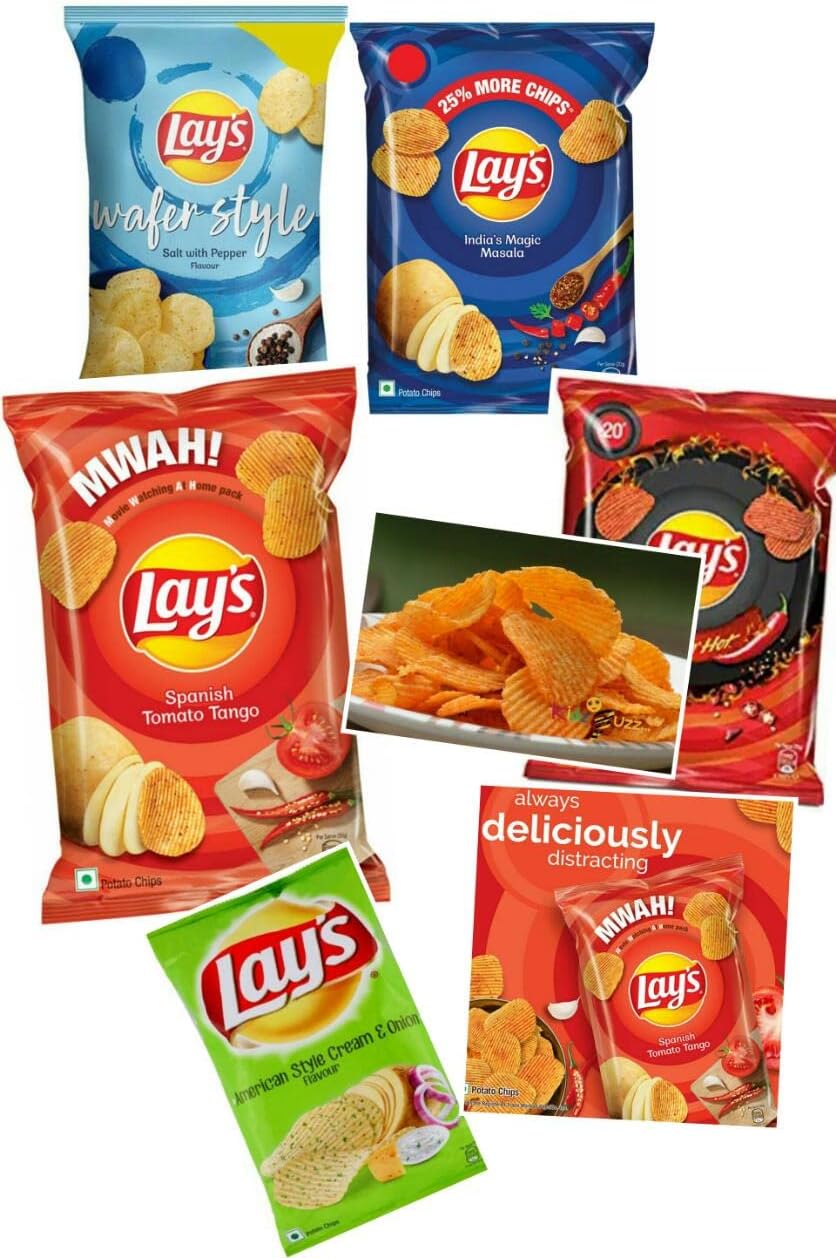 Lay's Crispy Wavy Chips and Snacks (Pack Of 4) Perfect for Snacking