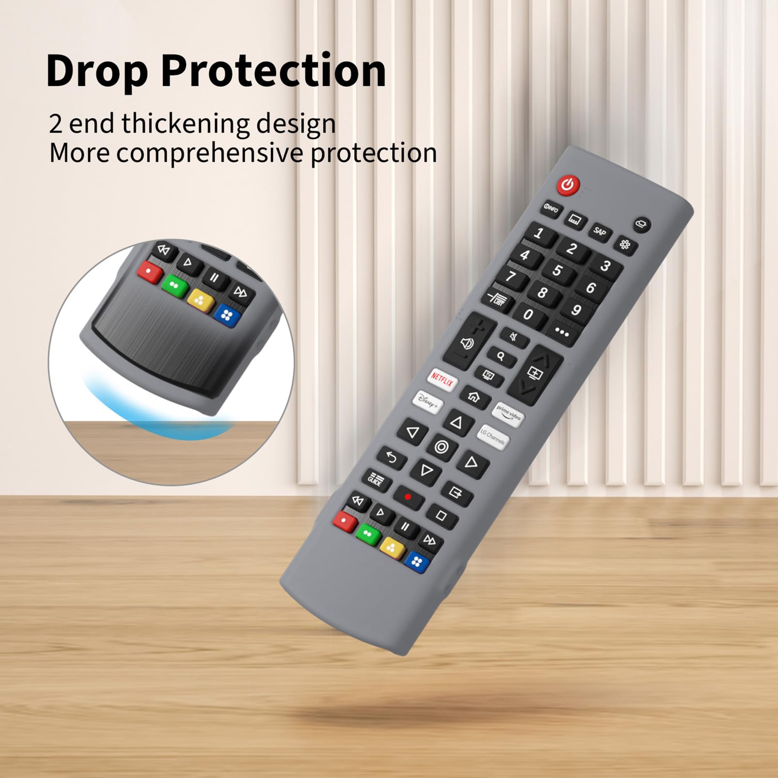 Hi Color Silicone Case for LG AKB Series Remote AKB75095307 AKB75375604 Remote Cover Shockproof Protective Sleeve (grey) - Image 3