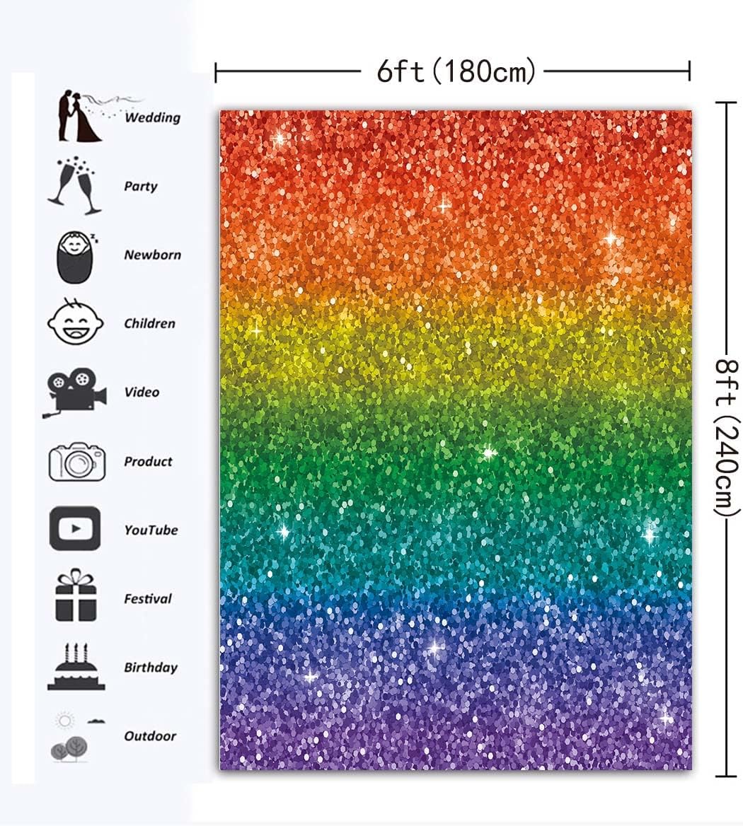 Colorful Rainbow Backdrop LGBT Pride Month Graffiti Photography Backdrops Gay Lesbian Love is Love Birthday Wedding Hip Hop Painting Art Party Decorations Background (6X8FT(70X94inch))