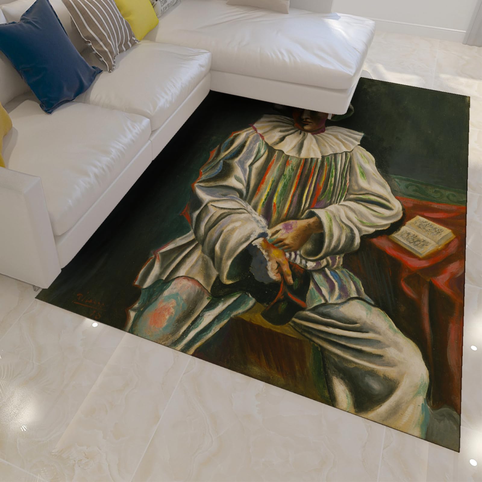 Dywan w stylu Picassa, 140 x 200 cm, sztuka abstrakcyjna, zmywalny, kubizm, obraz, nadruk, nowoczesny wystrój domu, dywan, abstrakcyjny portret, antypoślizgowy dywan do wnętrz