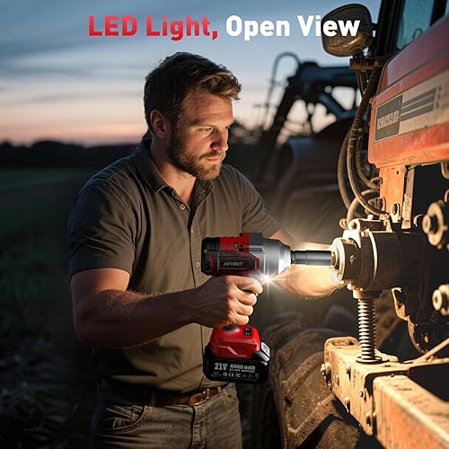 Miniatura 7 de Avrhit - Llave de impacto inalámbrica de 12 pulgada, 1300 Nm960 pies-libras, pistola de impacto de alto par con 2 baterías de 4.0 Ah, destornillador