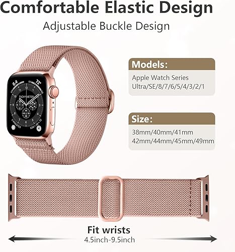 Miniatura 4 de DaQin Paquete de 10 correas elásticas de nailon Solo Loop compatibles con Apple Watch de 1.575 pulgadas, 1.496 pulgadas, 1.614 pulgadas, 1.654