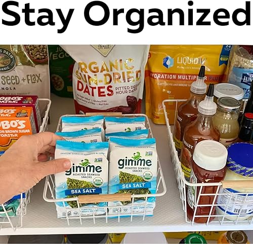 Miniatura 6 de Evelots Cestas de almacenamiento de alambre con asas de madera, paquete de 6 gabinetes de cocina, organización de estantes de despensa o cesta de