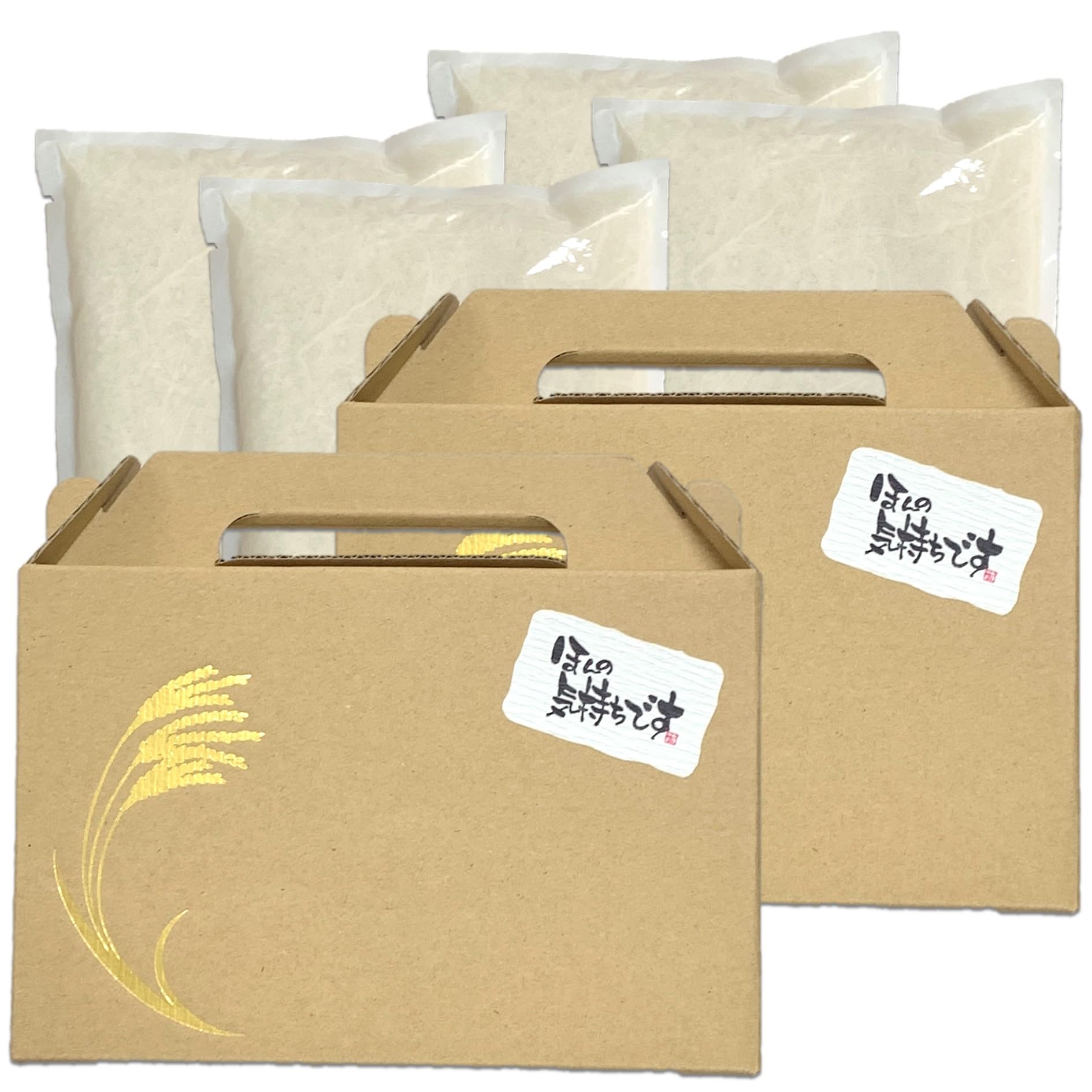 ベイコックノベルティ 【精米】持ち手箱入り(2合米×2袋)「ほんの気持ちです」 山形県産はえぬき 計600g 手提げ袋付き