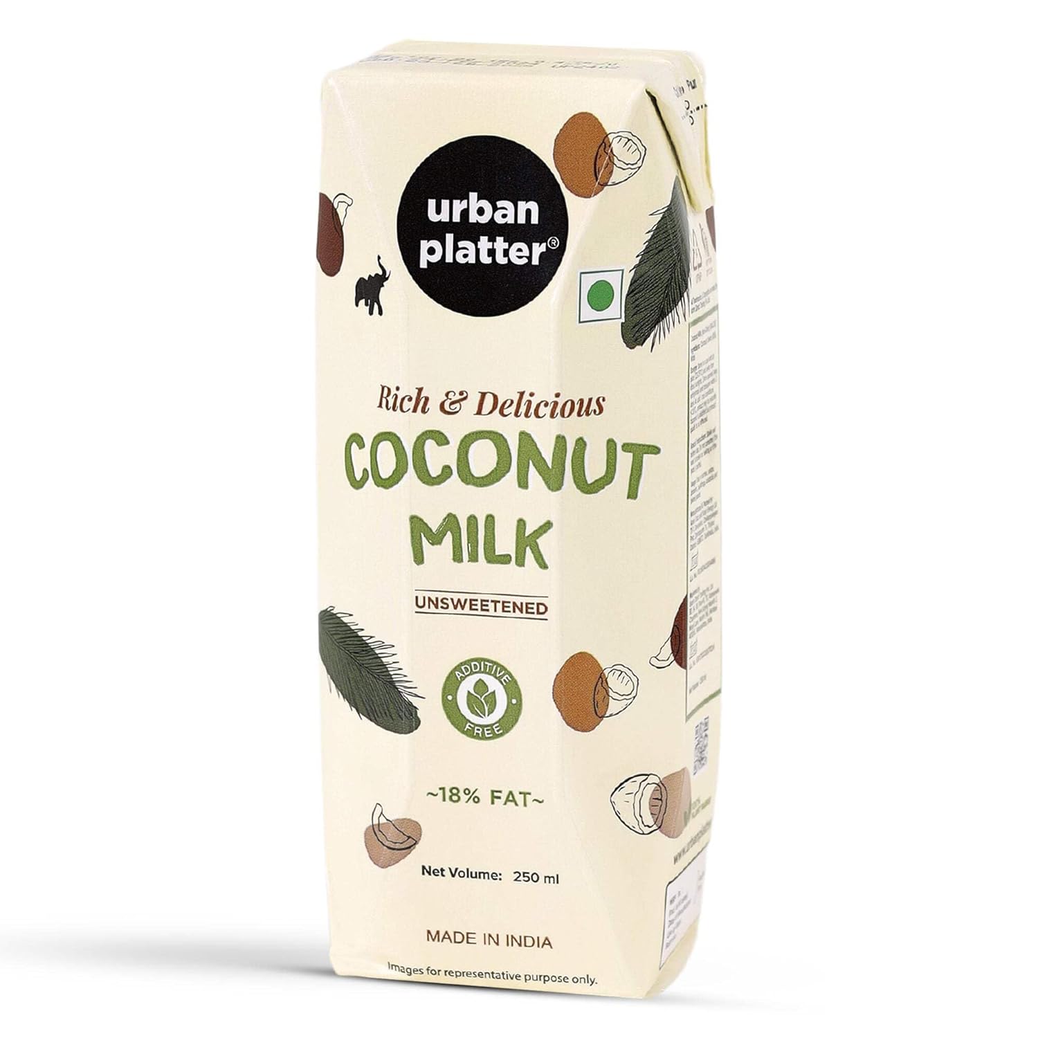 Urban Platter Unsweetened Coconut Milk 8.45 Fl Oz (Pack of 3) | Plant Based & Dairy Free | Creamy & Delicious | Ideal For Drinks, Curries, Pudding, Desserts, Baking Goods & More