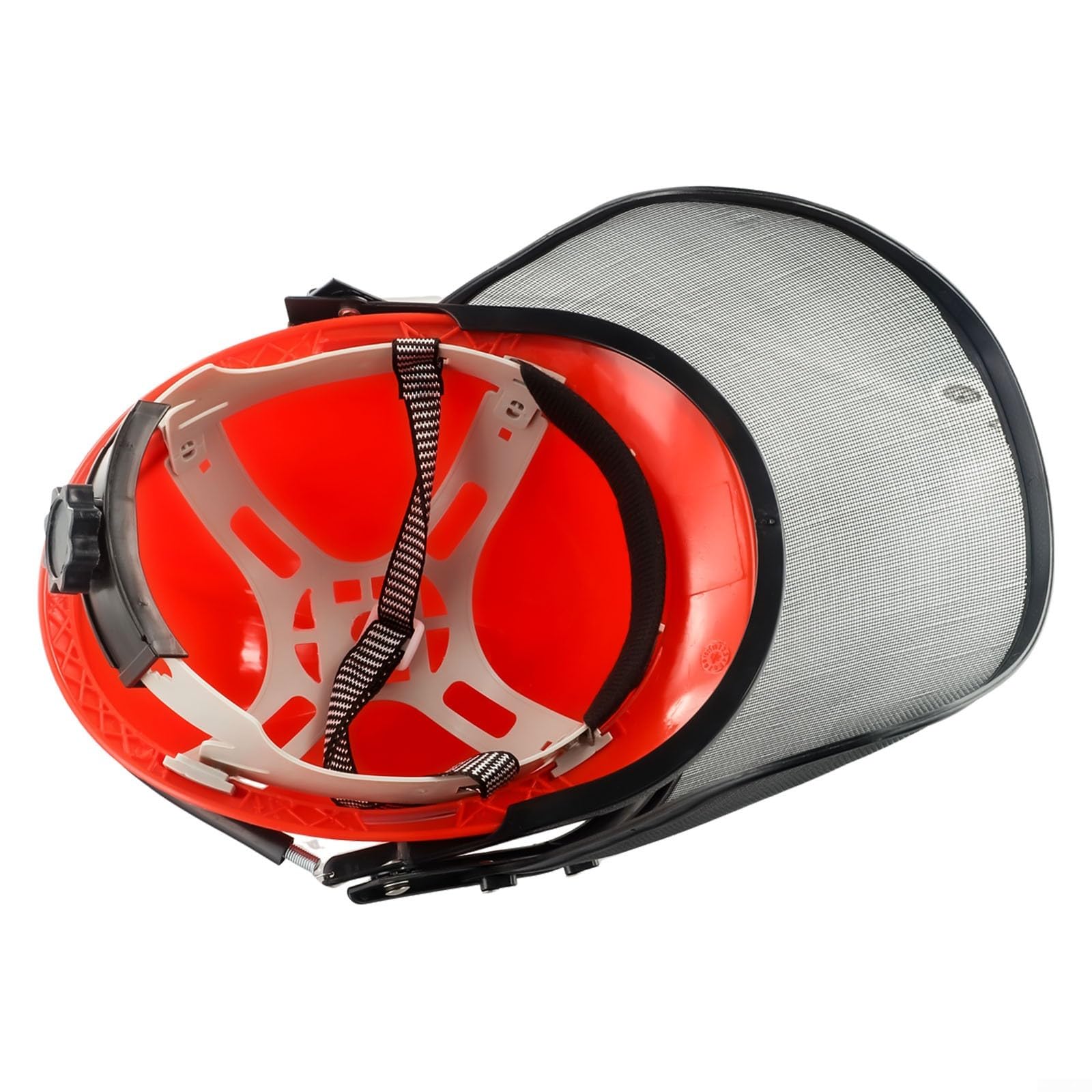 Casque de sécurité pour tronçonneuse, Protection de Casque de Protection pour tronçonneuse - Visière en Maille pour tronçonneuse, Tondeuse à Gazon, débroussailleuse, Rouge + Noir