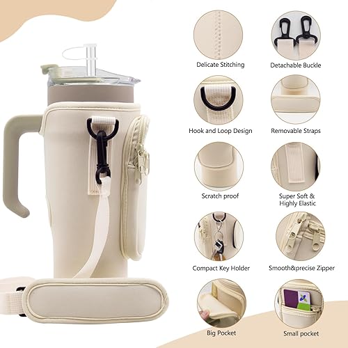 Miniatura 3 de 7PCS Water Bottle Carrier Bag, Stanley Cup Holder with Strap Pouch 40 oz Stanley Cup Carrier with Stanley Tumbler Accessories Spill Leak Proof
