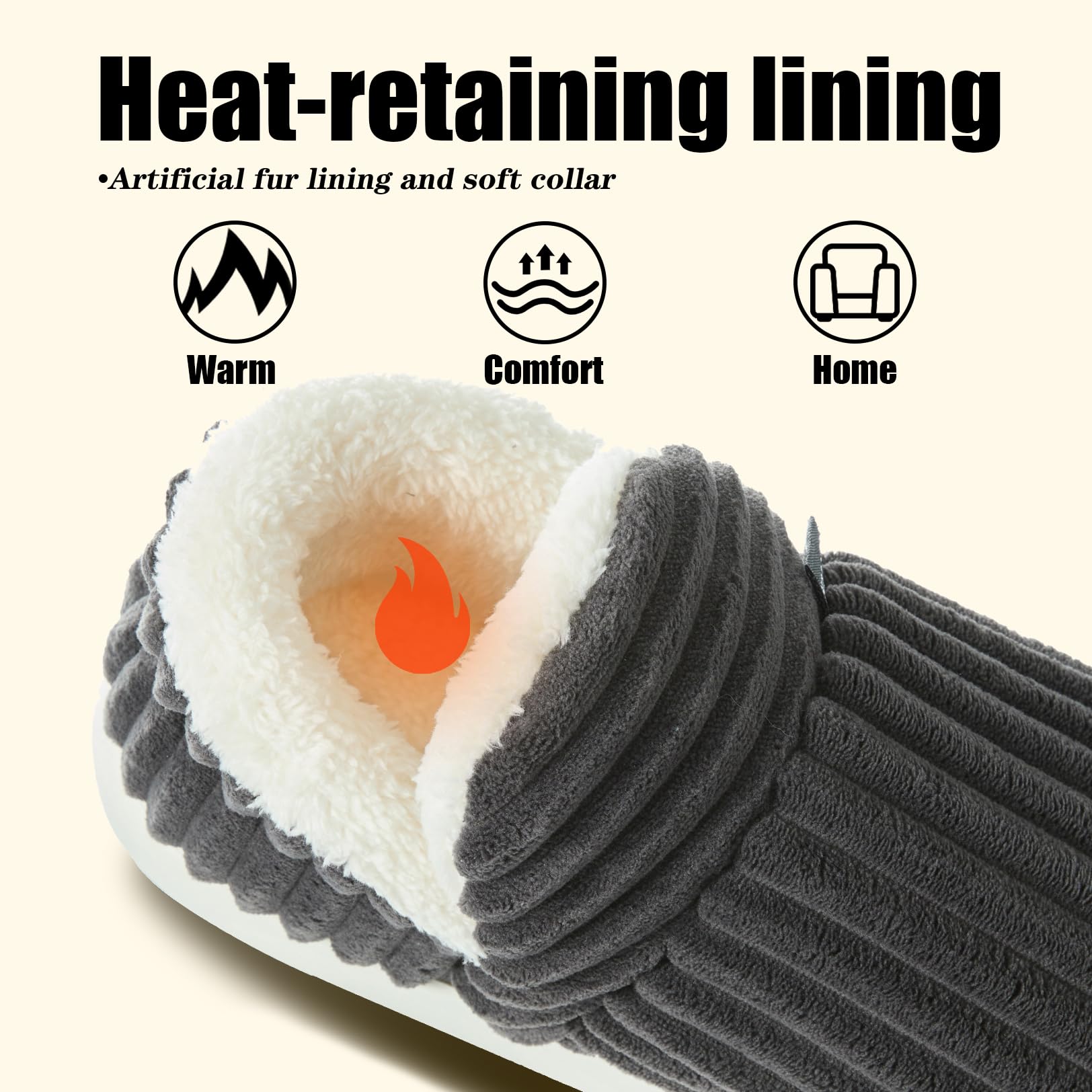 Chaussons Femme Pantoufles Homme Chaud Confortable Mousses à Mémoire Mules Automne Hiver Antidérapantes Légères et respirantes l'intérieur et l'extérieur
